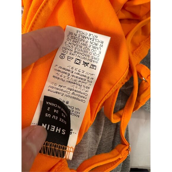 Orange Asymmetrical Cutout bodysuit size XSMALL - Picture 5 of 8